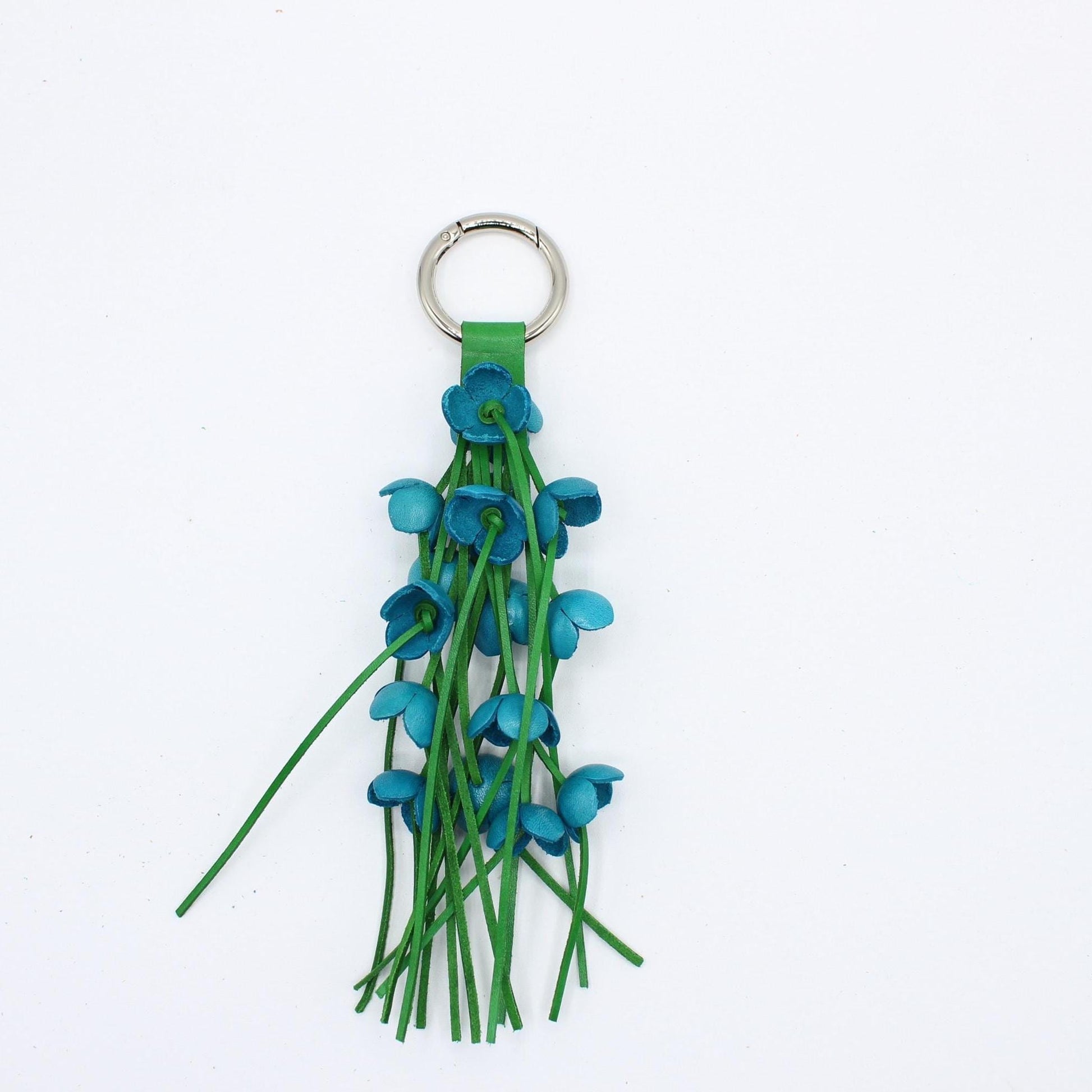 Genuine Handmade Leather Flower Keychain purse charm bag charm