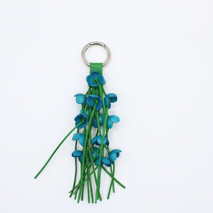 Genuine Handmade Leather Flower Keychain purse charm bag charm