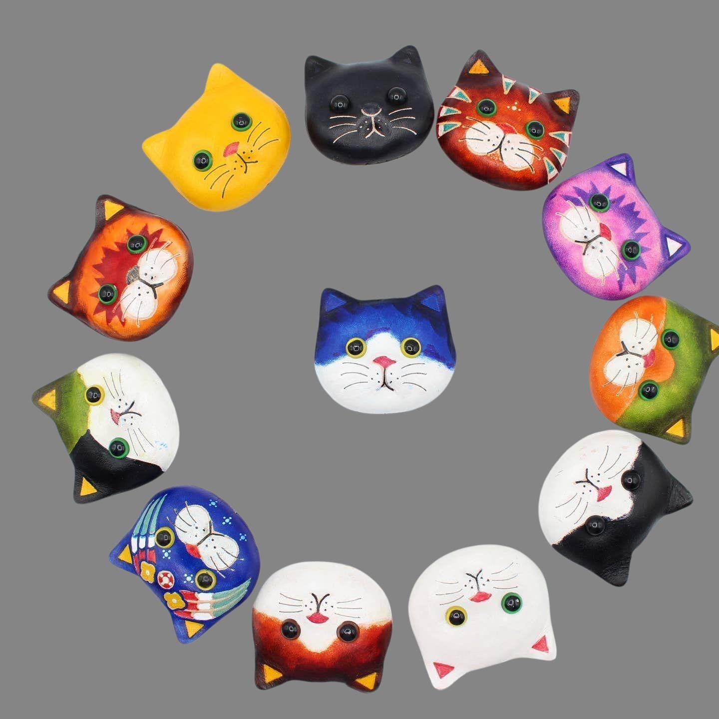 Handmade leather cat kitty magnets refrigerator 12 pcs  per set birthday gifts