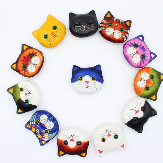 Handmade leather cat kitty magnets refrigerator 12 pcs  per set birthday gifts