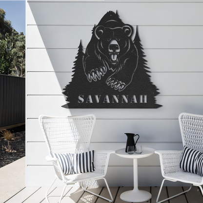 Bear Metal Sign, Great Outdoor, Bear Mountain Metal Wall Art, Family Name Black Bear Sign