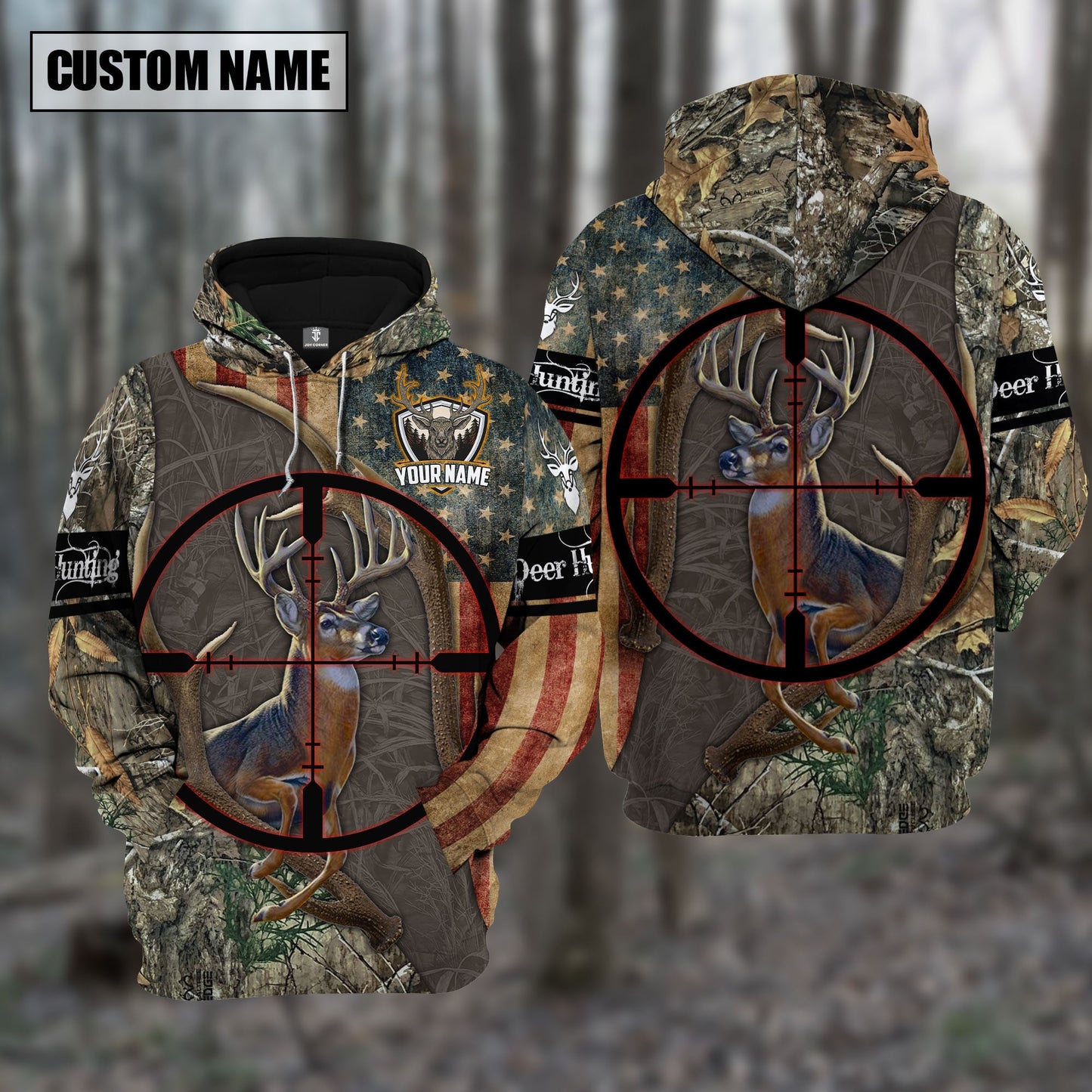 Custom Name Hunting Deer Gray Camo Shirt 3D All Over Printed Clothes