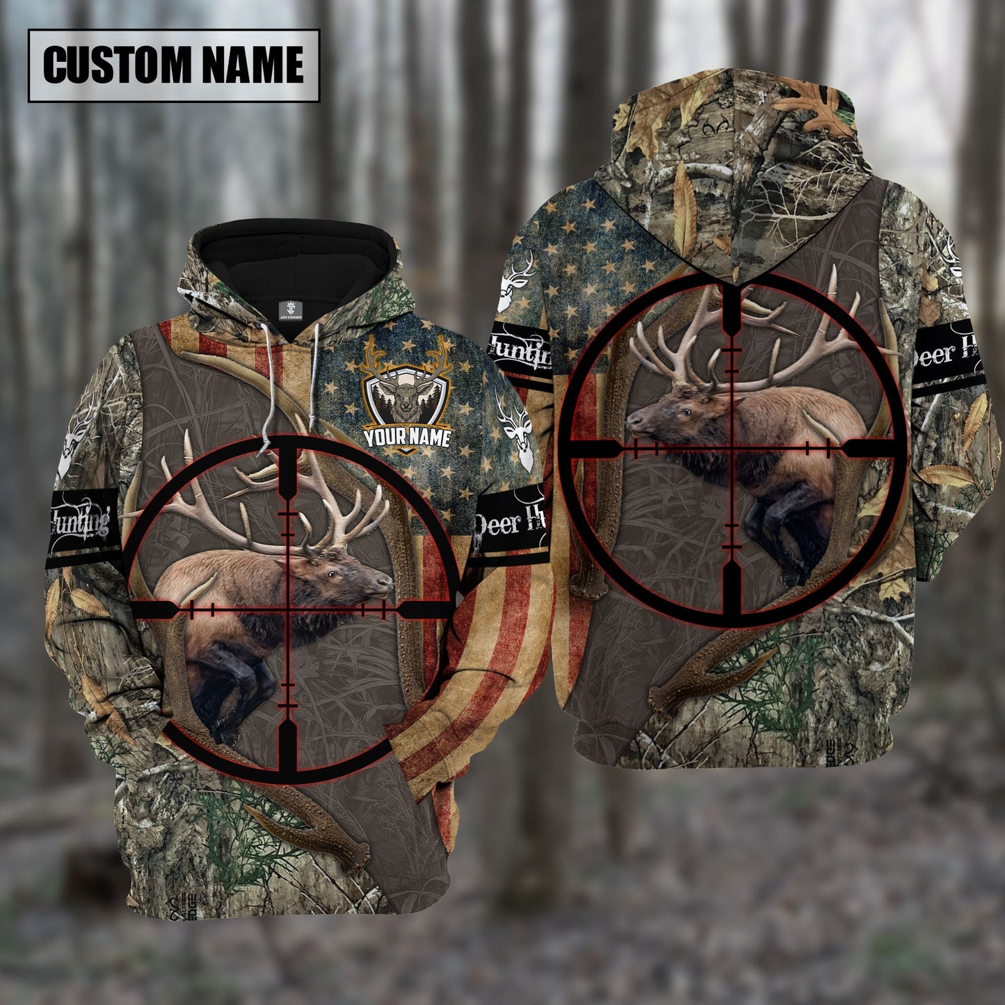 Custom Name Hunting Elk Gray Camo Shirt 3D All Over Printed Clothes