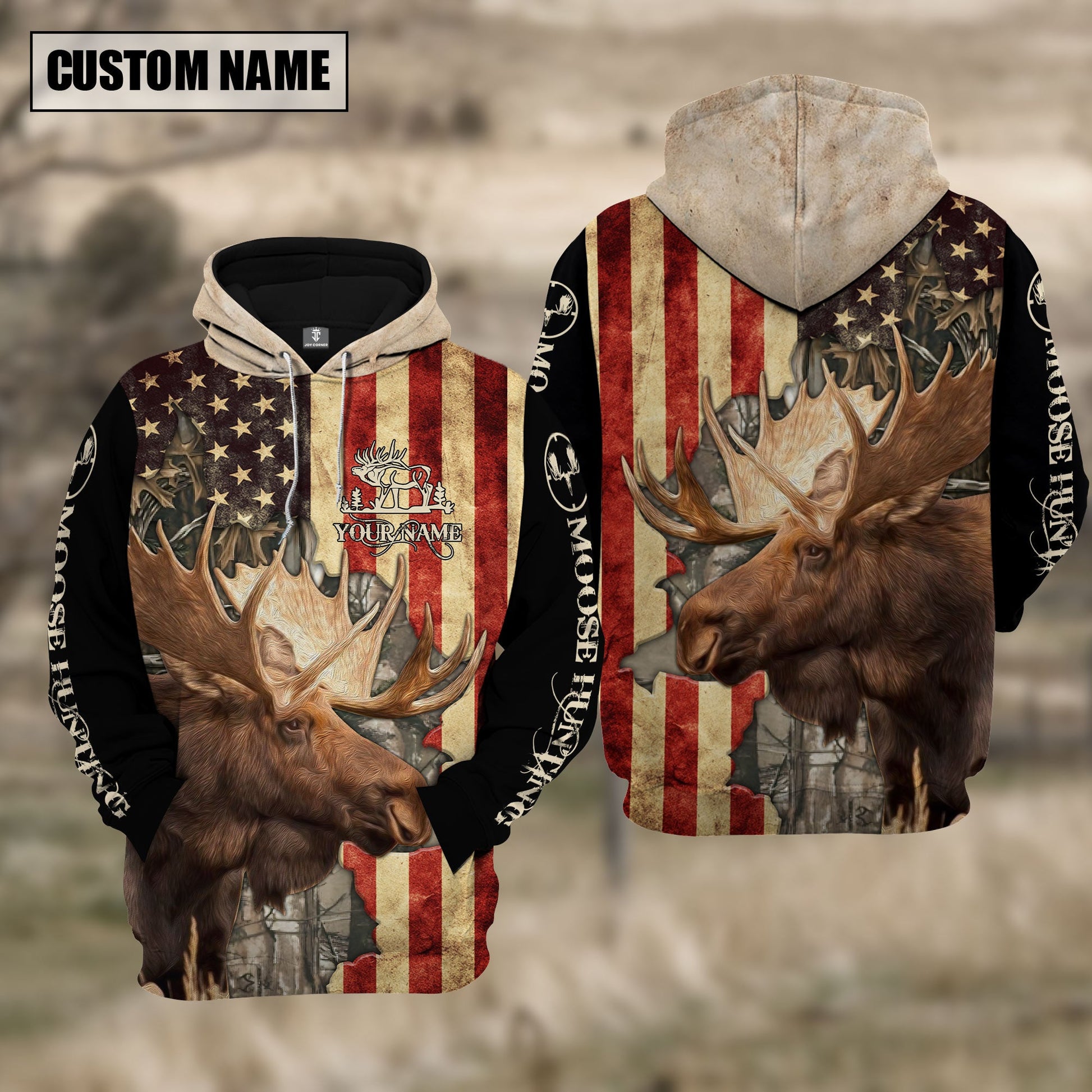 Custom Name Moose Hunting America Shirt 3D All Over Printed Clothes