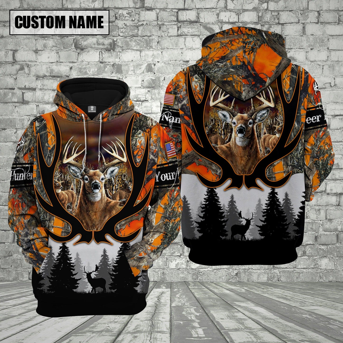 Custom Name Deer Hunting Shirt 3D All Over Printed Clothes Orange