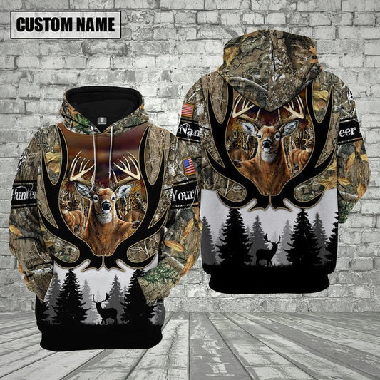 Custom Name Deer Hunting Shirt 3D All Over Printed Clothes Grassbrown