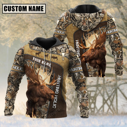 Personalized Name Hunting Moose 3D All Over Printed Clothes