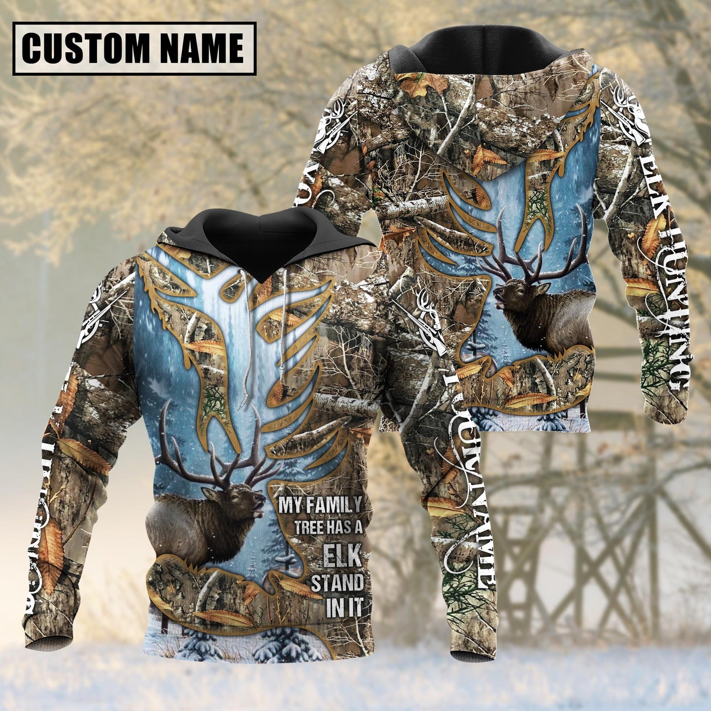 Custom Name Hunting Elk Autunm 3D All Over Printed Clothes