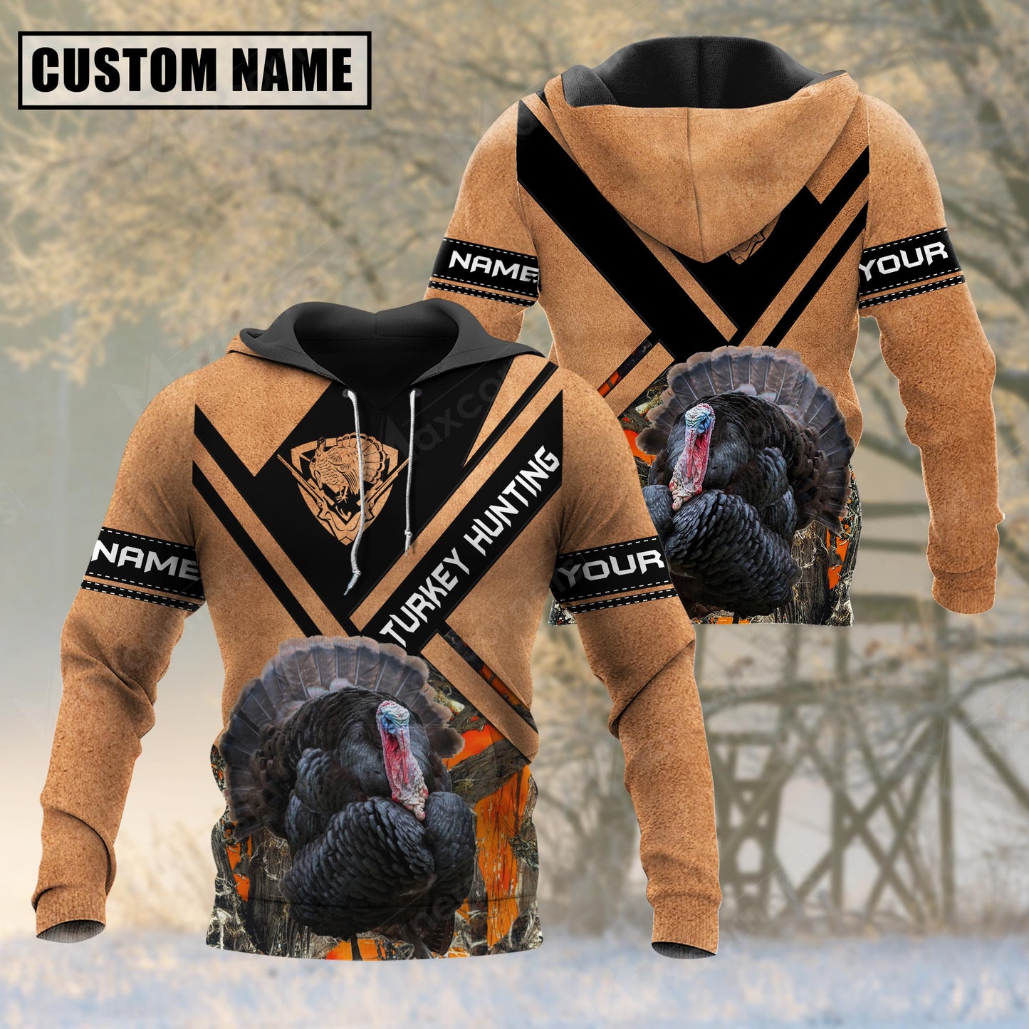 Premium Unique Cracked Turkey Hunting Customized Name 3D All Over Printed Clothes