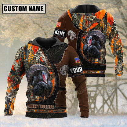 Custom Name Turkey Hunting Camo Leather 3D All Over Printed Clothes