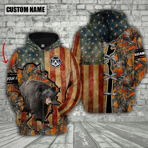 Custom Name Bear Hunting Shirt 3D All Over Printed Clothes