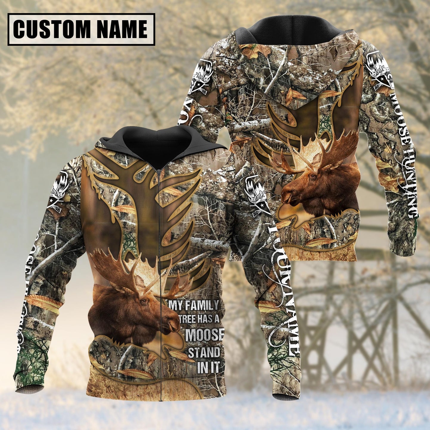 Custom Name Hunting Moose Autunm 3D All Over Printed Clothes