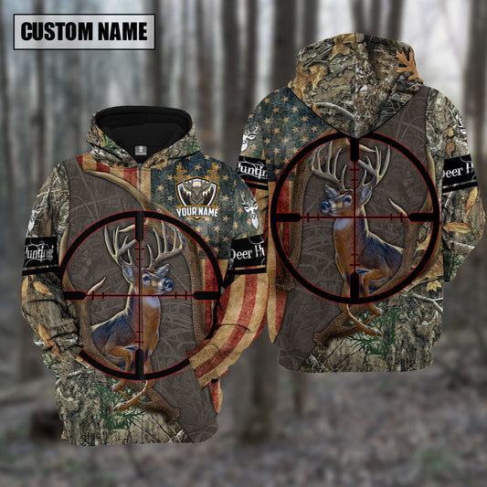 Custom Name Hunting Deer Gray Camo Shirt 3D All Over Printed Clothes