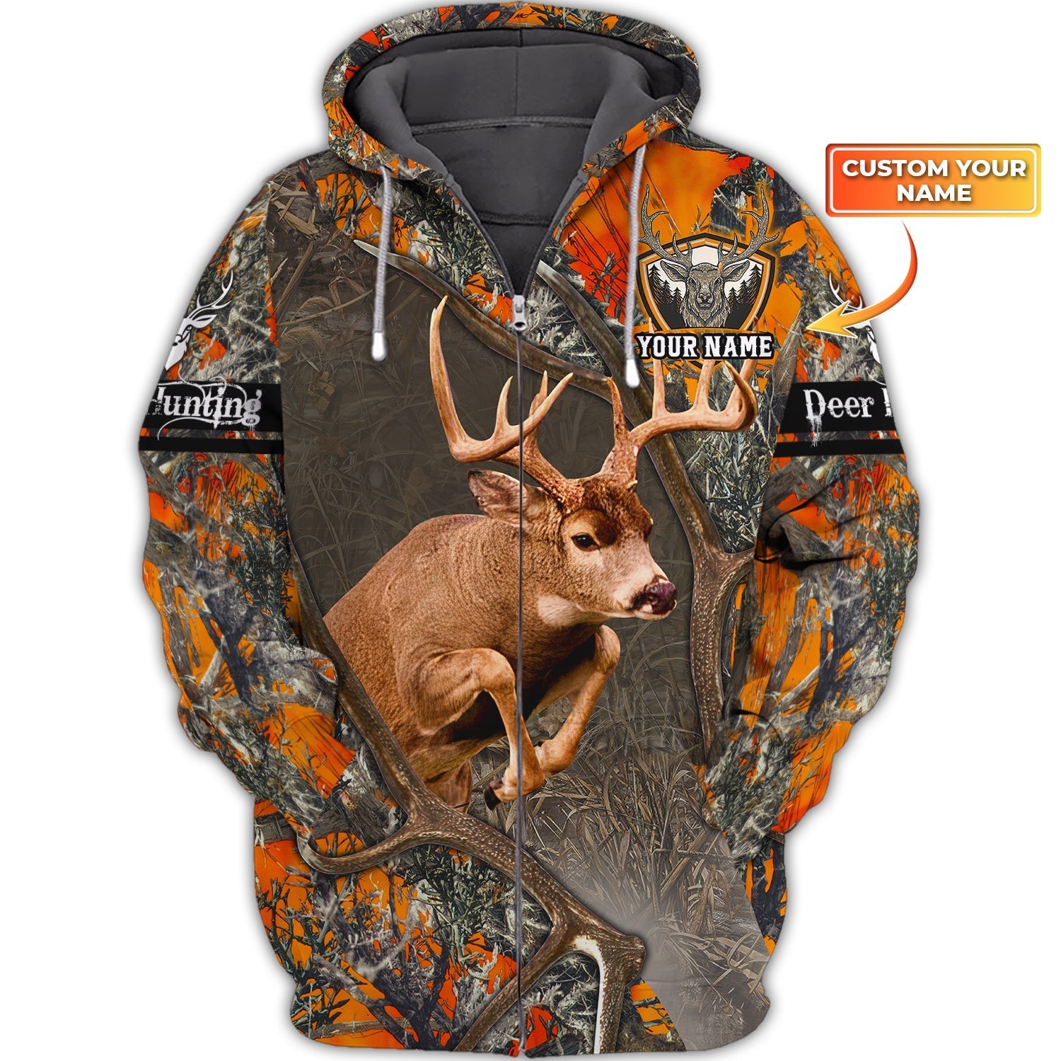 Custom Name Hunting Deer Running Shirt 3D All Over Printed Clothes