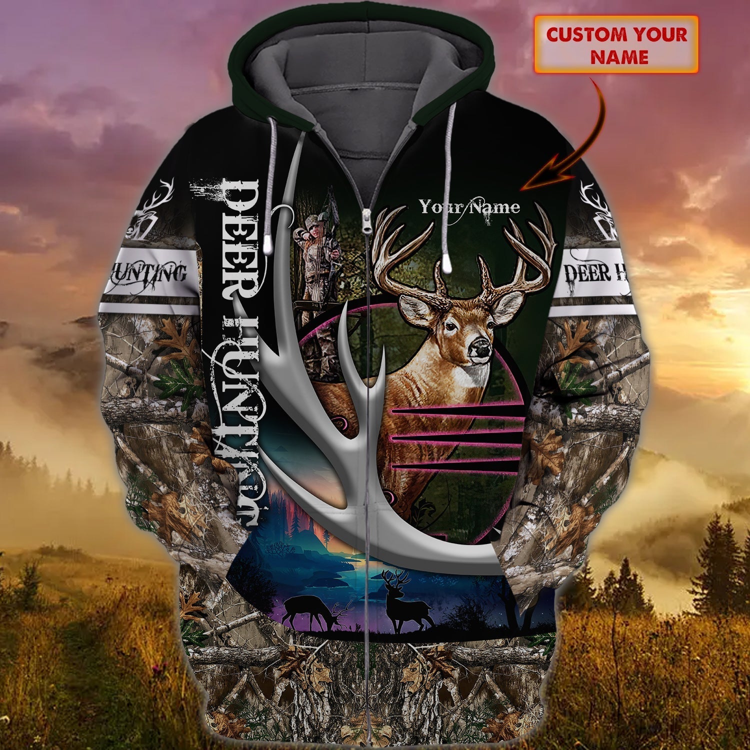 Custom Name Hunting Deer On Your Mark Shirt 3D All Over Printed Clothes