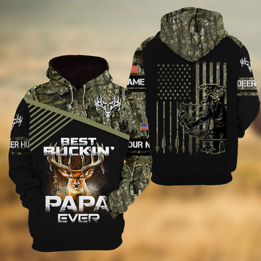 Best Buckin' Papa Ever Deer Hunting Hoodie 3D  HM