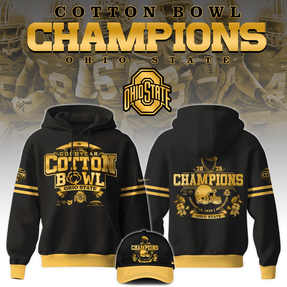 Ohio State Buckeyes NCAA Cotton Bowl Champions Limited Edition Black Hoodie 2025