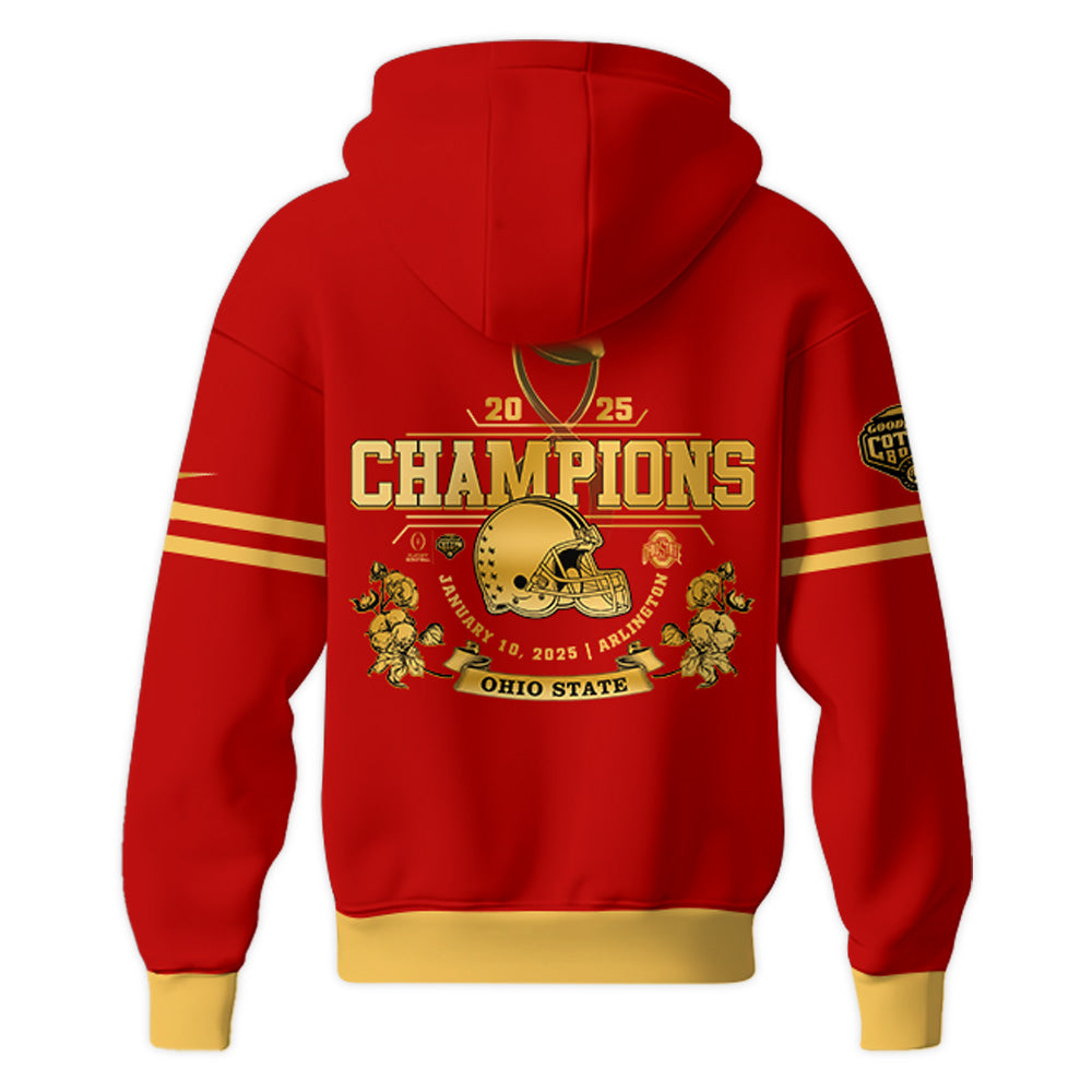 Ohio State Buckeyes NCAA Cotton Bowl Champions Limited Edition Red Hoodie 2025