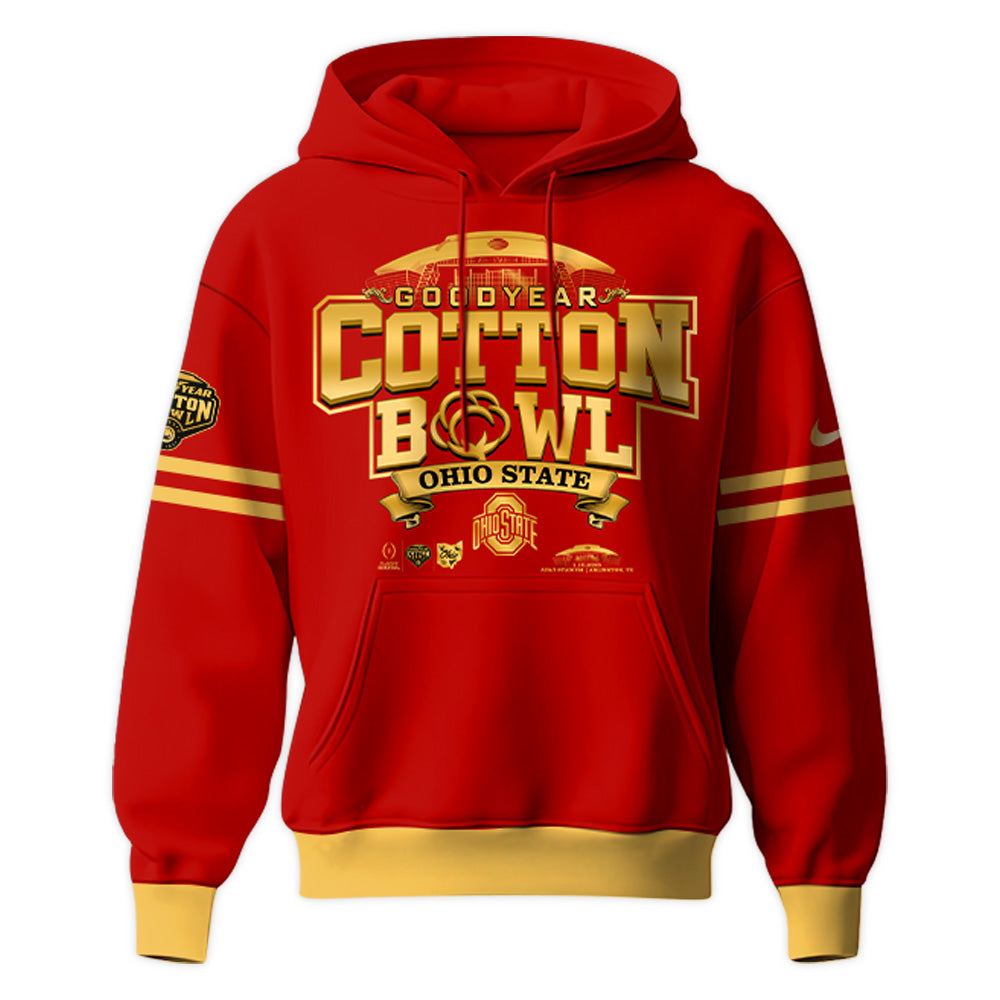 Ohio State Buckeyes NCAA Cotton Bowl Champions Limited Edition Red Hoodie 2025