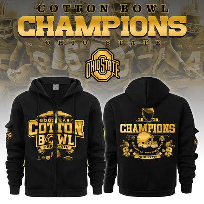 Ohio State Buckeyes NCAA Cotton Bowl Champions Limited Edition Zip New Hoodie 2025