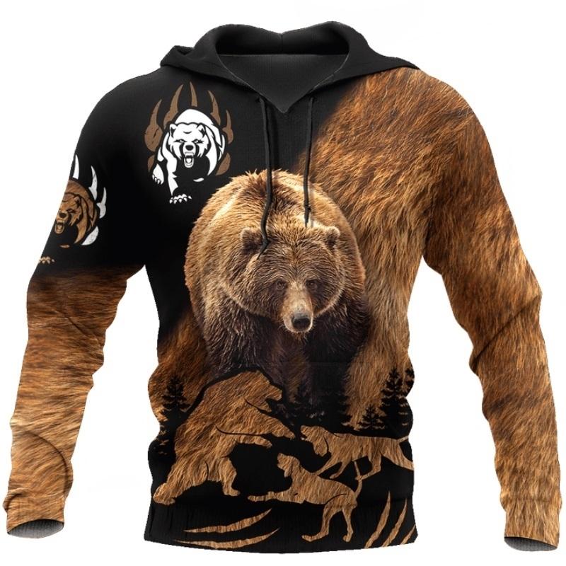 Bear Hunting Camo For Men And Women Harajuku 3D Print Shirt