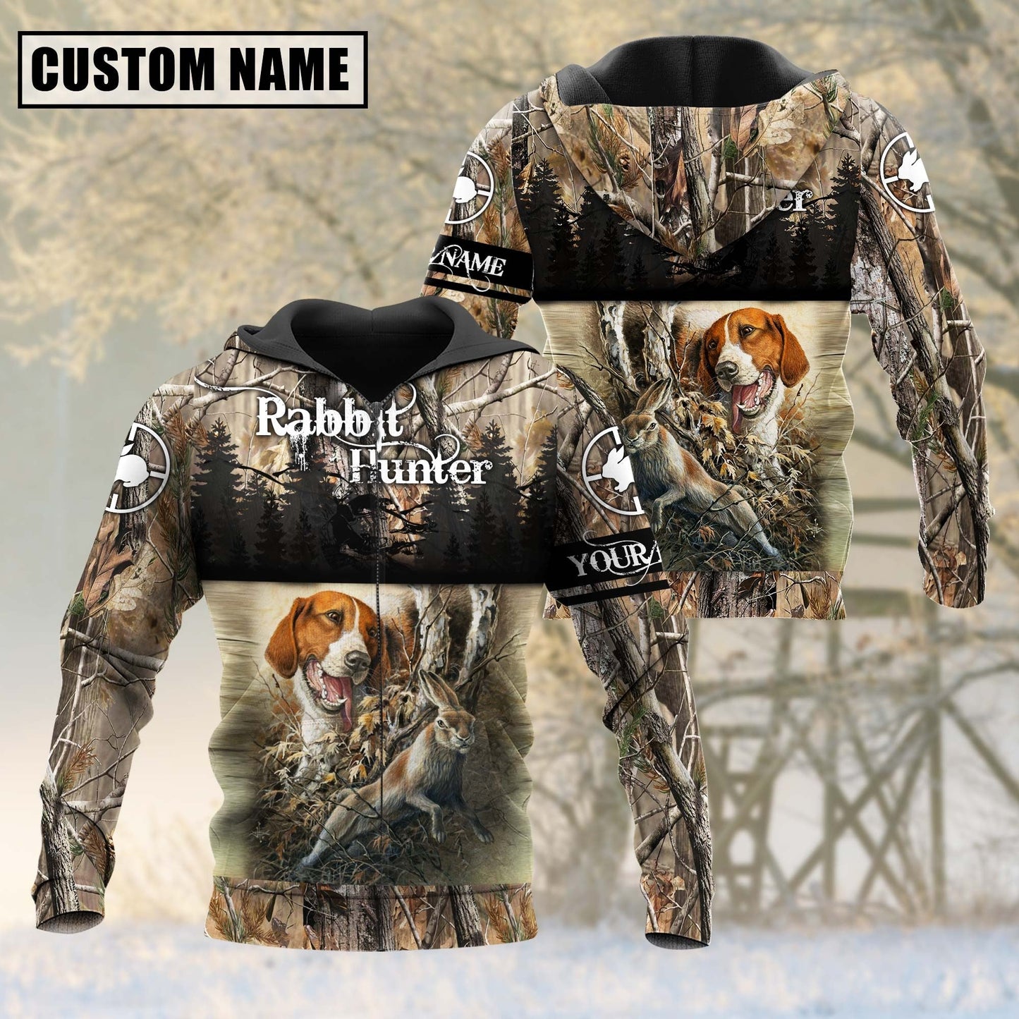 Custom Name Rabbit Hunting Shirt 3D All Over Printed Clothes