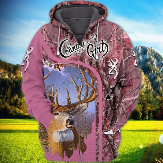 Deer Hunting Country Girl 3D All Over Printed Clothes