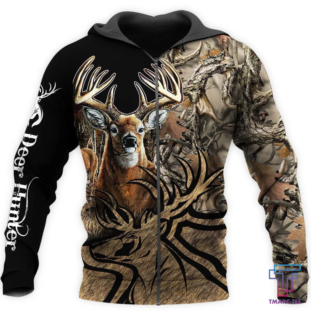 Deer Hunting Camo Caribou 3D Over Printed Hoodie