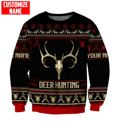 Deer Hunting Personalized Name 3D Over Printed Hoodie