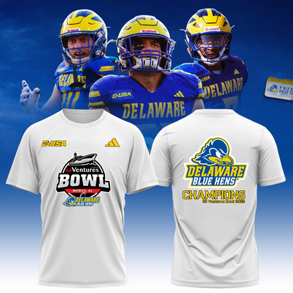 2025 "Delaware Football" Uniform T Shirt - 68 Ventures Bowl Champions | TI46
