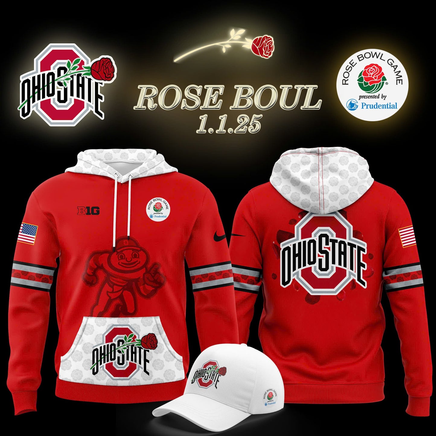 Ohio State Buckeyes Rose Bowl Game 2025 Hoodie