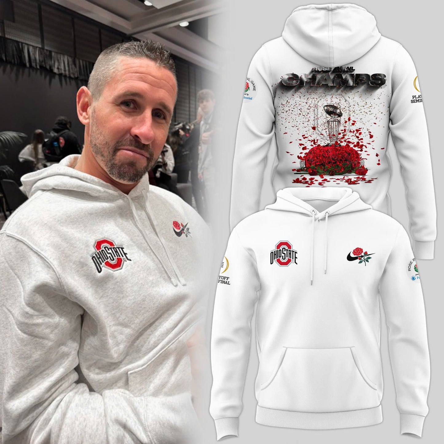 Ohio State Buckeyes x 2024 Rose Bowl Champions Premium Limited Pullover Hoodie