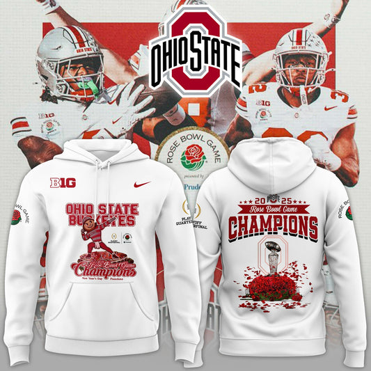 Ohio State Buckeyes Champions Rose Bowl Game 2025 Hoodie