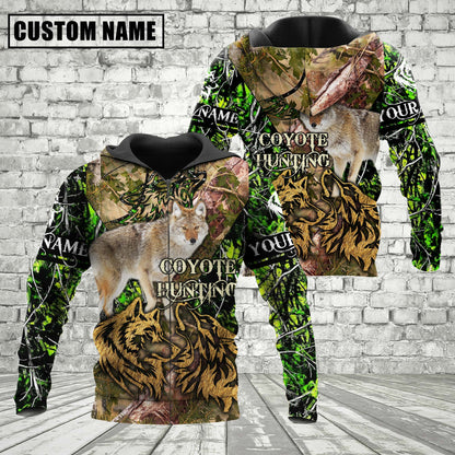 Custom Name Coyote Hunting Camo Style Shirt 3D All Over Printed Clothes