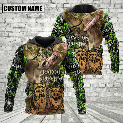 Custom Name Racoon Hunting Camo Style Shirt 3D All Over Printed Clothes