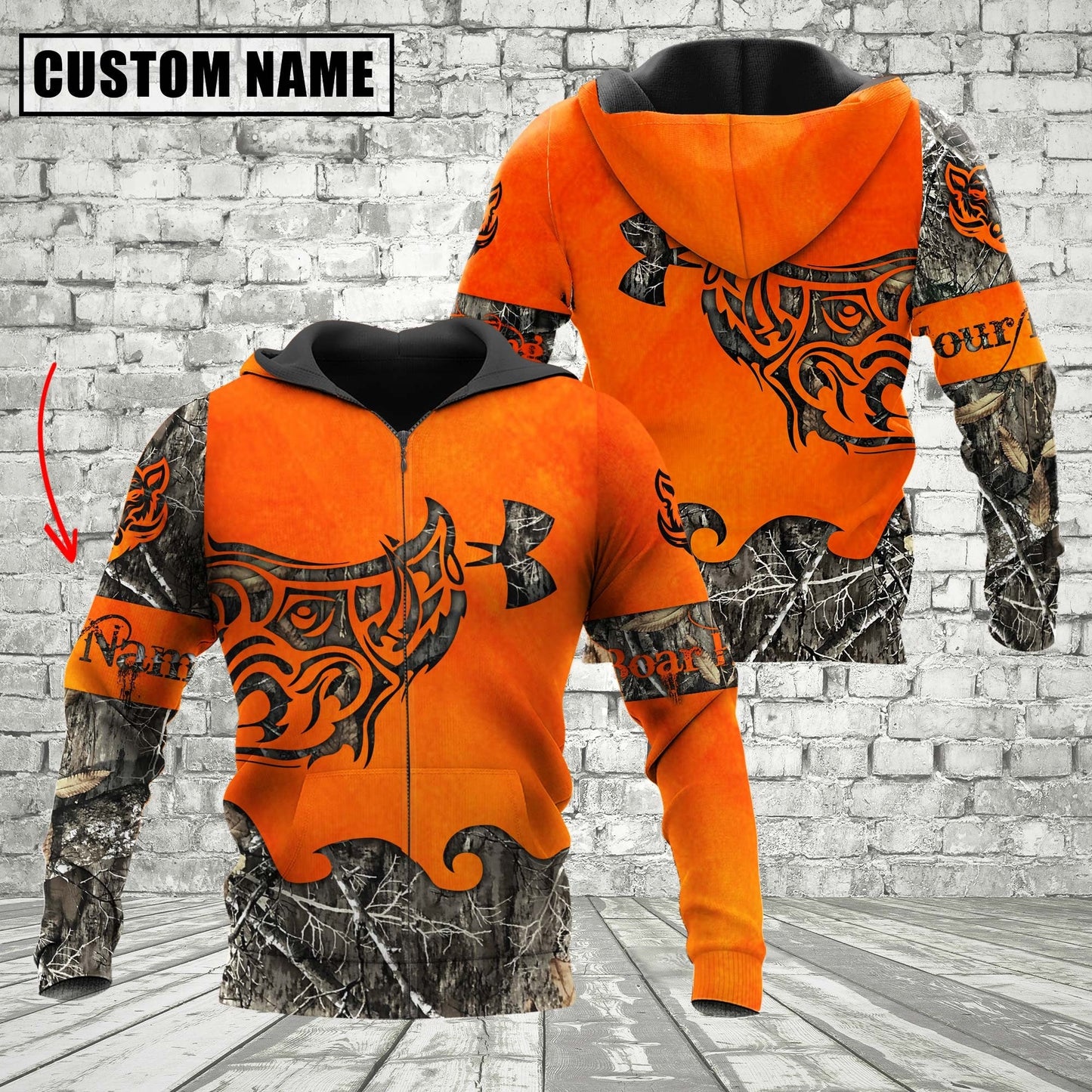 Custom Name Orange Boar Hunting Apparels