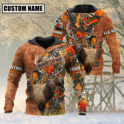 Personalized Name Loralle Born To Hunt Elk Hunting 3D All Over Printed Clothes