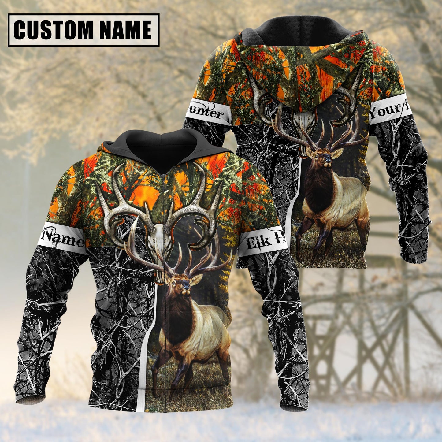 Beautiful Elk Hunting Camo Personalized 3D Hoodie For Hunting Lover