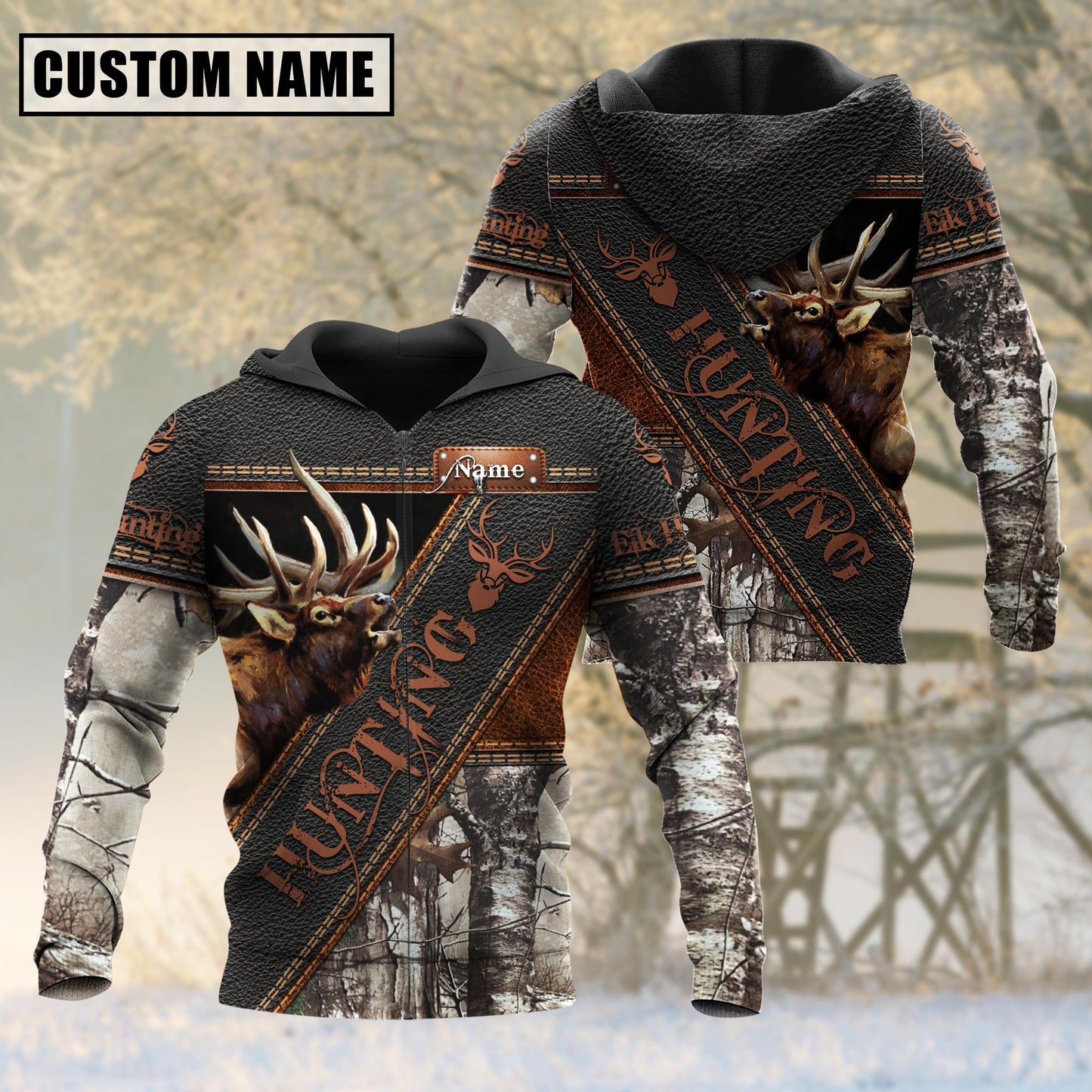 Custom Name Elk Hunting Leather 3D All Over Printed Clothes