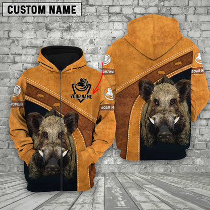 Custom Name Hunting Boar Orange Style Shirt 3D All Over Printed Clothes