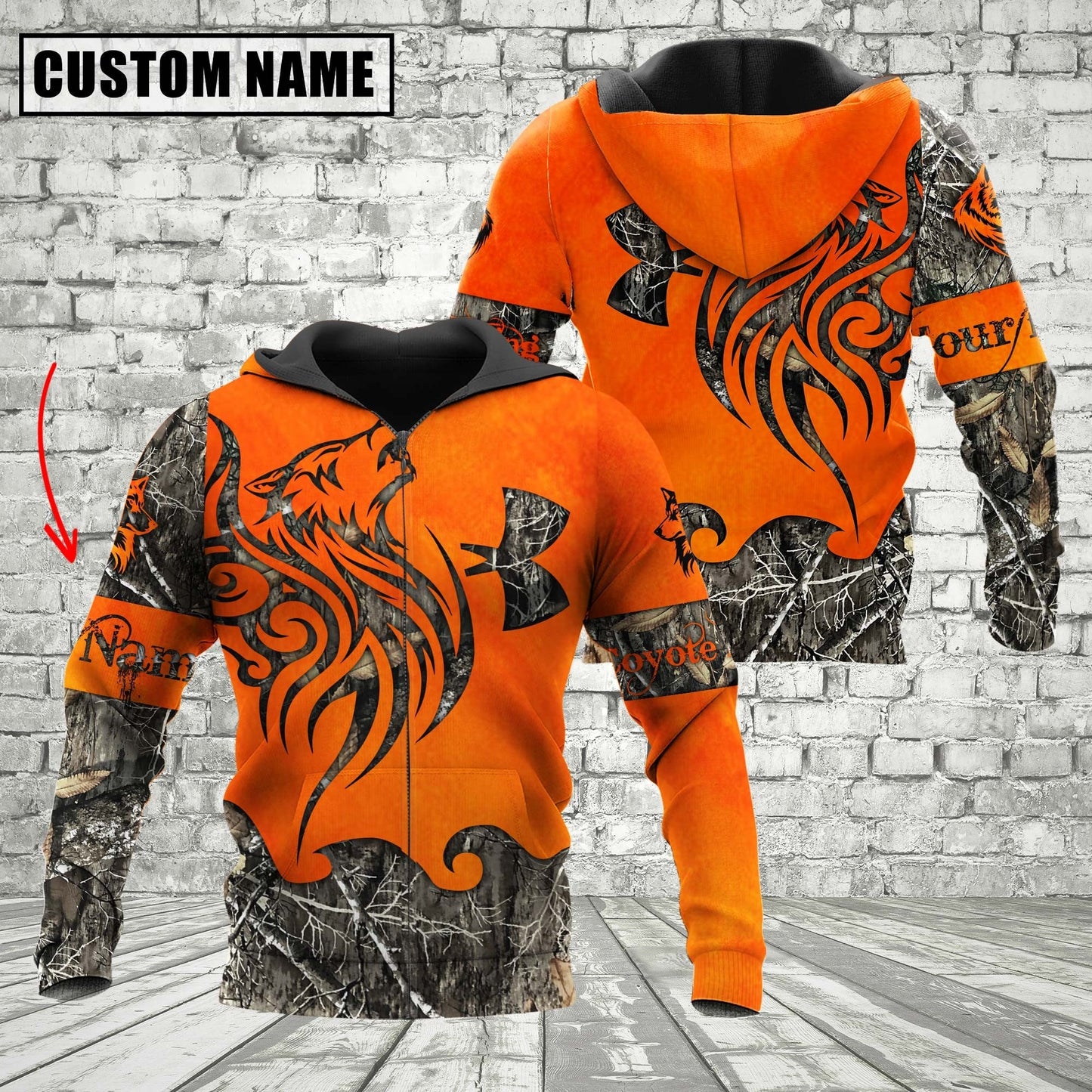 Custom Name Orange Coyote Hunting Apparels