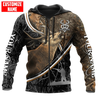 Deer Hunting Personalized Name 3D Over Printed Hoodie