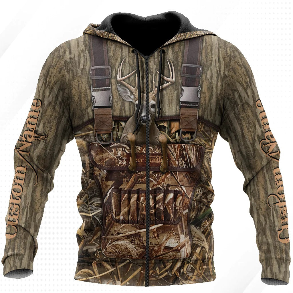 Deer Hunting Personalized Name 3D Over Printed Hoodie